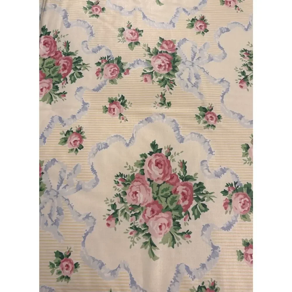 6 Vintage Yellow Blue Cabbage Roses Floral placemats Cottagecore Shabby Chic